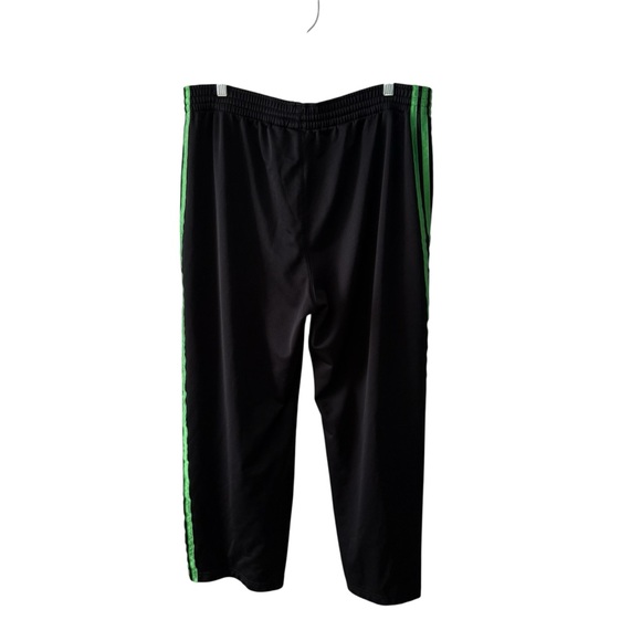 Vtg Adidas Track Pants Sz Medium Black Neon Green 3 Stripe Baggy Y2K Blokecore - Picture 9 of 17